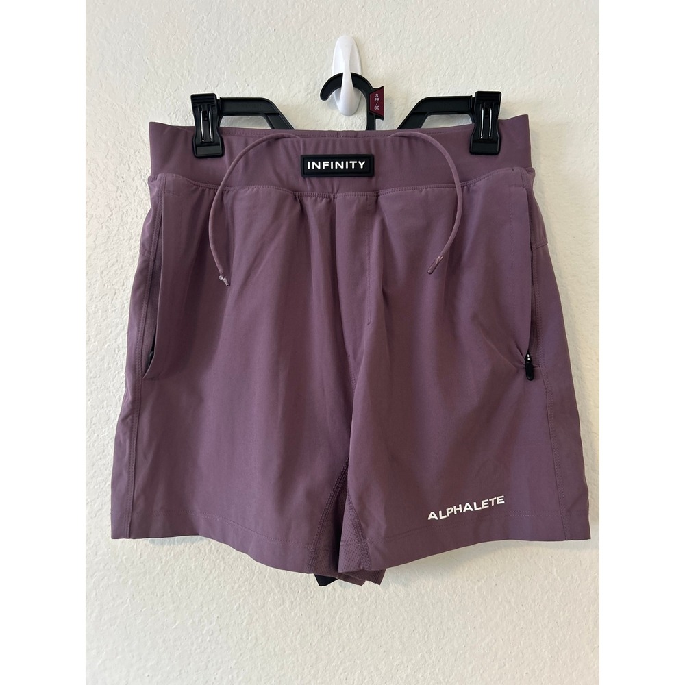 Alphalete Infinity Shorts Mens Small Purple Mauve 5 Inch Inseam Lined Athletic